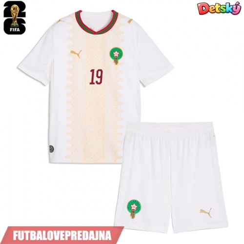 Lacne Dětský Futbalové dres Maroko Youssef En-Nesyri #19 MS 2026 Krátky Rukáv - Preč (+ trenírky)